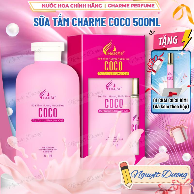  Combo Sữa Tắm CHARME COCO 500ml + Tặng Kèm Nước Hoa Mini 10ml - Trắng Sáng Da Dịu Nhẹ Hương Nước Hoa Thơm Lâu - Giftset Quà Tặng Hoàn Hảo Dành Cho Nữ 