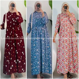 Pitaloka Dress by Lavina Rayon Motif Midi Dress Pita Busui Midi Gamis