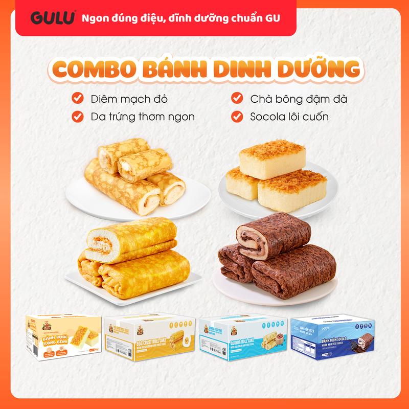 [DEAL 10.10] Combo 2 Hộp Bánh Cuộn Socola Nhân Kem Tươi Và Bánh Cuộn Dinh Dưỡng Gulu Foods