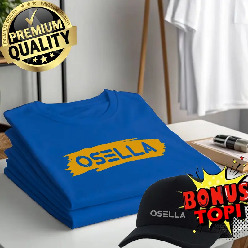 BELI BAJU GRATIS TOPI...!!! Kaos Distro Cowok Lengan pendek Logo Osella sobek gold | Kaos Pria Dan Wanita Premium | Kaos Oblong  Casual  Cowok Santai Tulisan Sablon Keren Bahan Lembut Katun Combed Kain Nyaman 4