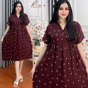 Daster Rayon Kimono Rima Ld 110 Kekinian Busui Kancing Depan Terbaru