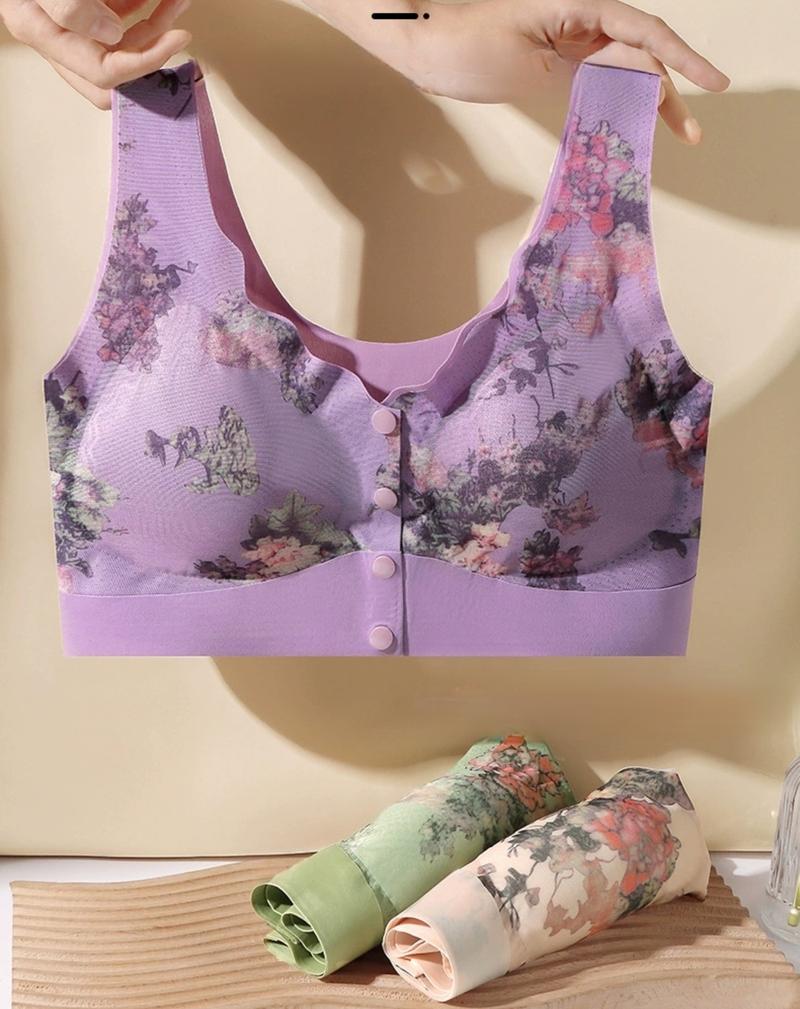 Product Introduction of Bra Wanita Bercetak, Gaya Ibu, Reka Bentuk 5B, Gathering Lancar, Tanpa Wayar, Rompi Belakang Cantik, Sesuai untuk Wanita Pertengahan Umur dan Warga Emas, Pengapit Depan, Pakaian Dalam 14