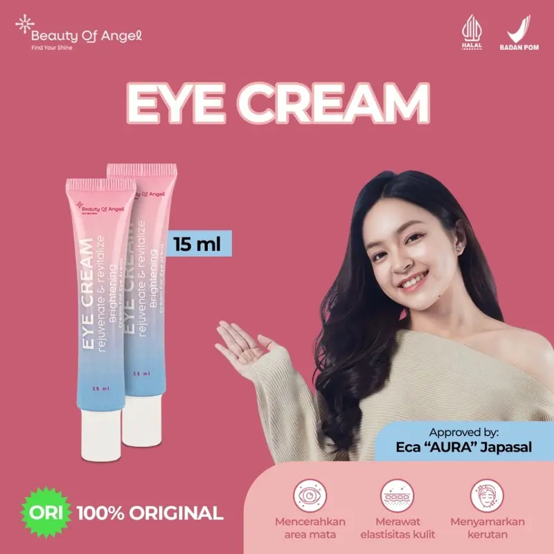 Beauty of Angel - Eye Cream - Brightening Eye Cream | Menyamarkan Kerutan dan Mencerahkan Kulit Area Mata - 15ml 0