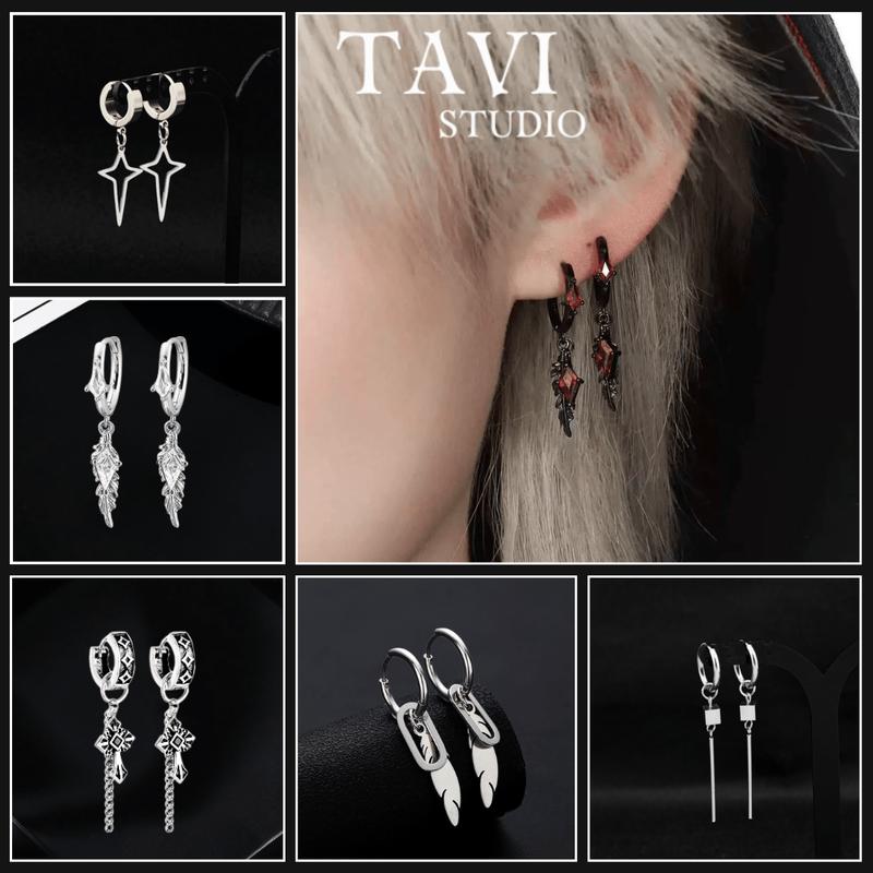   Mua là mê chê thì hoàn về  Hoa tai dáng dài hình lông vũ không gỉ - Khuyên tai titan nam nữ bạc đen unisex phong cách y2k hiphop cho nam và nữ - Phụ kiện Tavi 