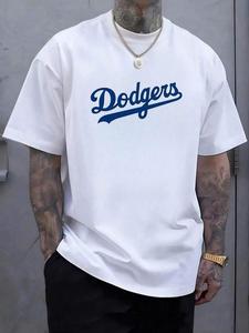 Camiseta Dodgers 1 unidad de 110 gramos Camisa de T 100% algodón con estampado digital Estilo Baseball Camisa de Hombre Casual, Diseño Deportivo de Moda para Verano, Ropa Urbana, Para fanáticos del Béisbol
