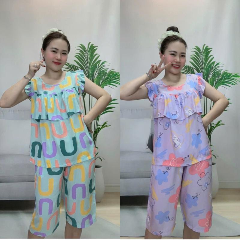 TL255 Set Đồ Nữ Đẹp, Đồ Bộ Nữ Mặc Nhà , QUẦN LỬNG ÁO CÁNH TIÊN BÈO NGỰC, CHẤT TOLE LANH MỀM MỊN MÁT, CÓ SIZE Women Nữ Nhung Top set  đồ