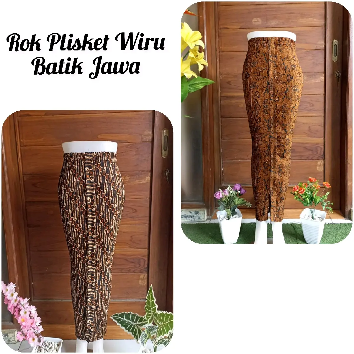 Rok Plisket Batik Wiru/Rok Plisket Instan Jarik Wiru Slim-fitting Bawahan Kebaya Wanita Panjang Kondangan Wisuda Hitam