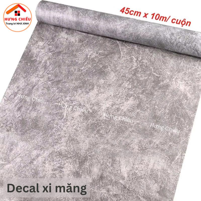 Giấy dán tường màu xi măng 45cmx10m có sẵn keo chống thấm nước rất tốt siêu đẹp và dễ dán - Hưng Chiếu.
