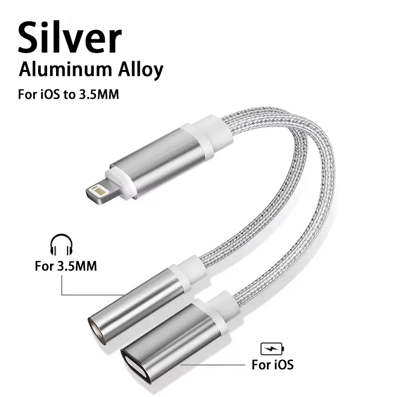 Bộ Chuyển Đổi giắc cắm âm thanh tai nghe 2 IN 1, Dành Cho iOS Sang 3.5Mm, Tương Thích Với Apple iPhone 14 13 12 11 X Pro Max SE, Bộ Chuyển Đổi Cáp Sạc Phụ Kiện