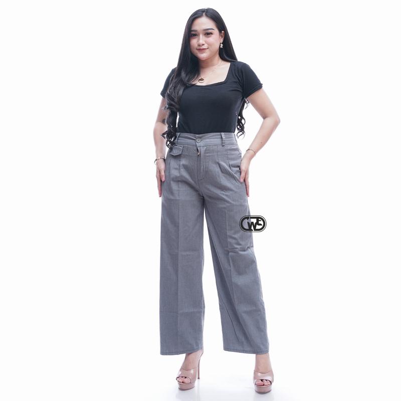 outfit celana oro pants jeans denim Highwaist Loose Anti Kusut Panjang Casual Wanita 8