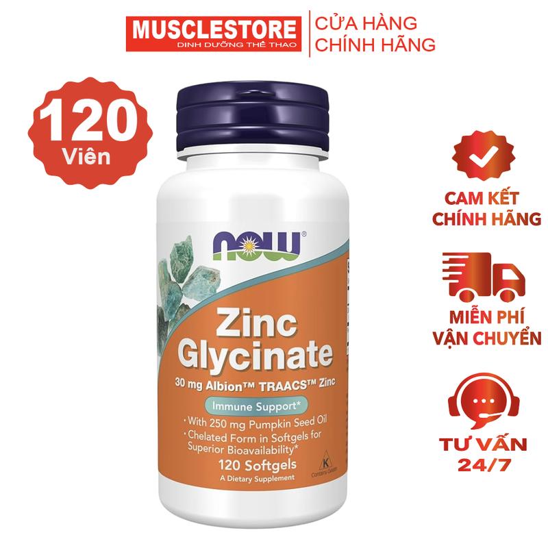 Viên Uống Bổ Sung Kẽm Now Foods Zinc Glycinate 30mg 120 Viên | Chính Hãng USA | MUSLCESTORE