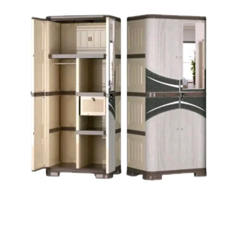 Olymplast SCOC Lemari penyimpanan baju plastik 2 pintu motif Wood 0