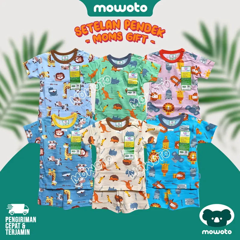 [ 3 setel ] Setelan PENDEK Moms Gift Terbaru ( 1-4 tahun ) Setelan Baju Main Anak Pendek - Mowoto 1