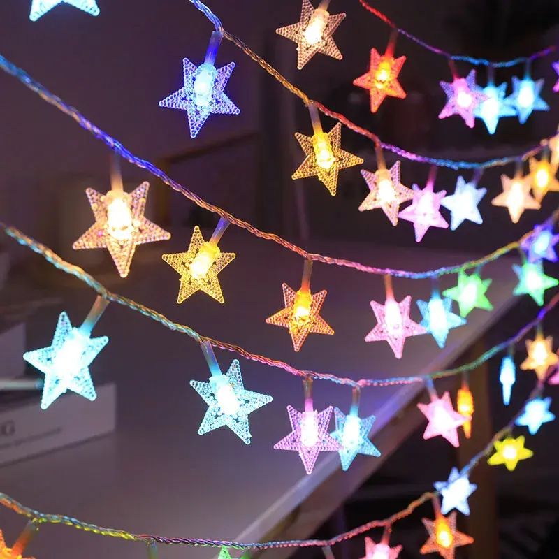 Rantai Cahaya Bintang Warna Kecil, Lampu Malam USB, Hiasan Bateri, Lampu Krismas, Rantai Lampu LED Bilik Tidur, Lampu Berkelip