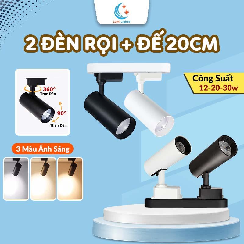  COMBO 2 Đèn Rọi Ray Và 1 Đế Ray Dài 20cm - Đèn Rọi Ống Bơ Gắn Tường Soi Tranh Trang Trí Shop 