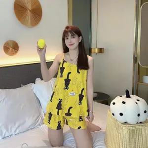 Setelan kutung kucing kuning bahan lembut