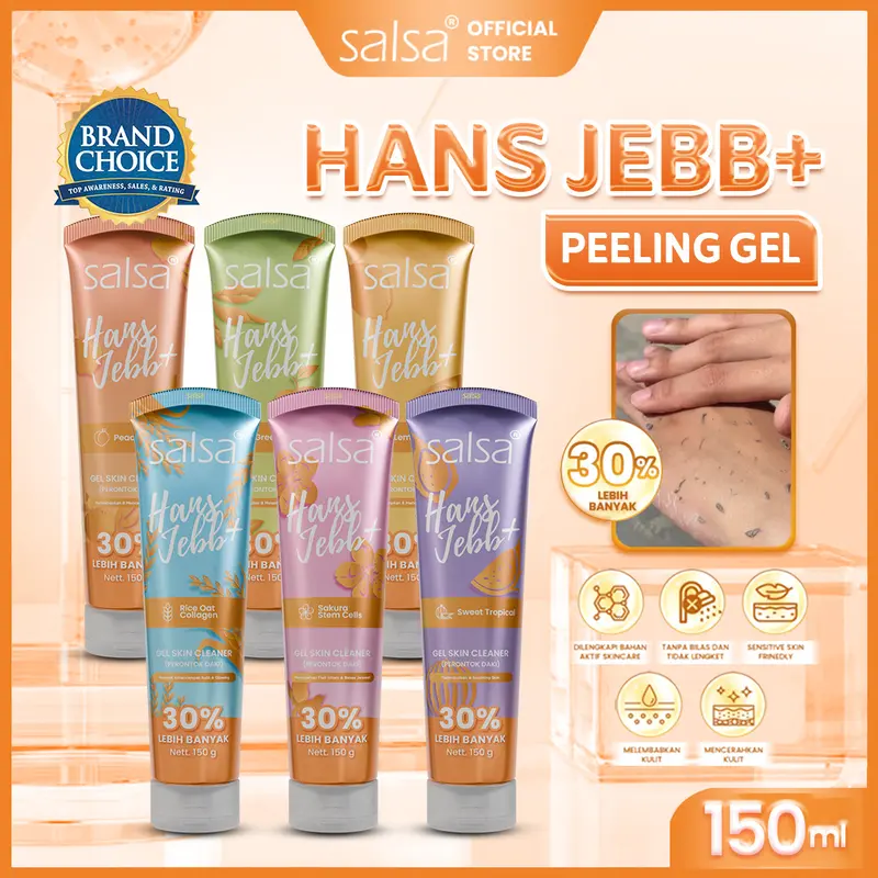 [NEW! Upgrade] SALSA Hans Jebb+ Peeling Gel - Isi Lebih Banyak 30%  - Gel Skin Cleanser Eksfoliasi Perontok Daki dan Ketiak Hitam 0