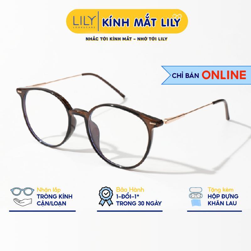 83083 - Gọng kính tròn to nữ LILYEYEWEAR kim loại thanh mảnh thời trang dễ đeo 