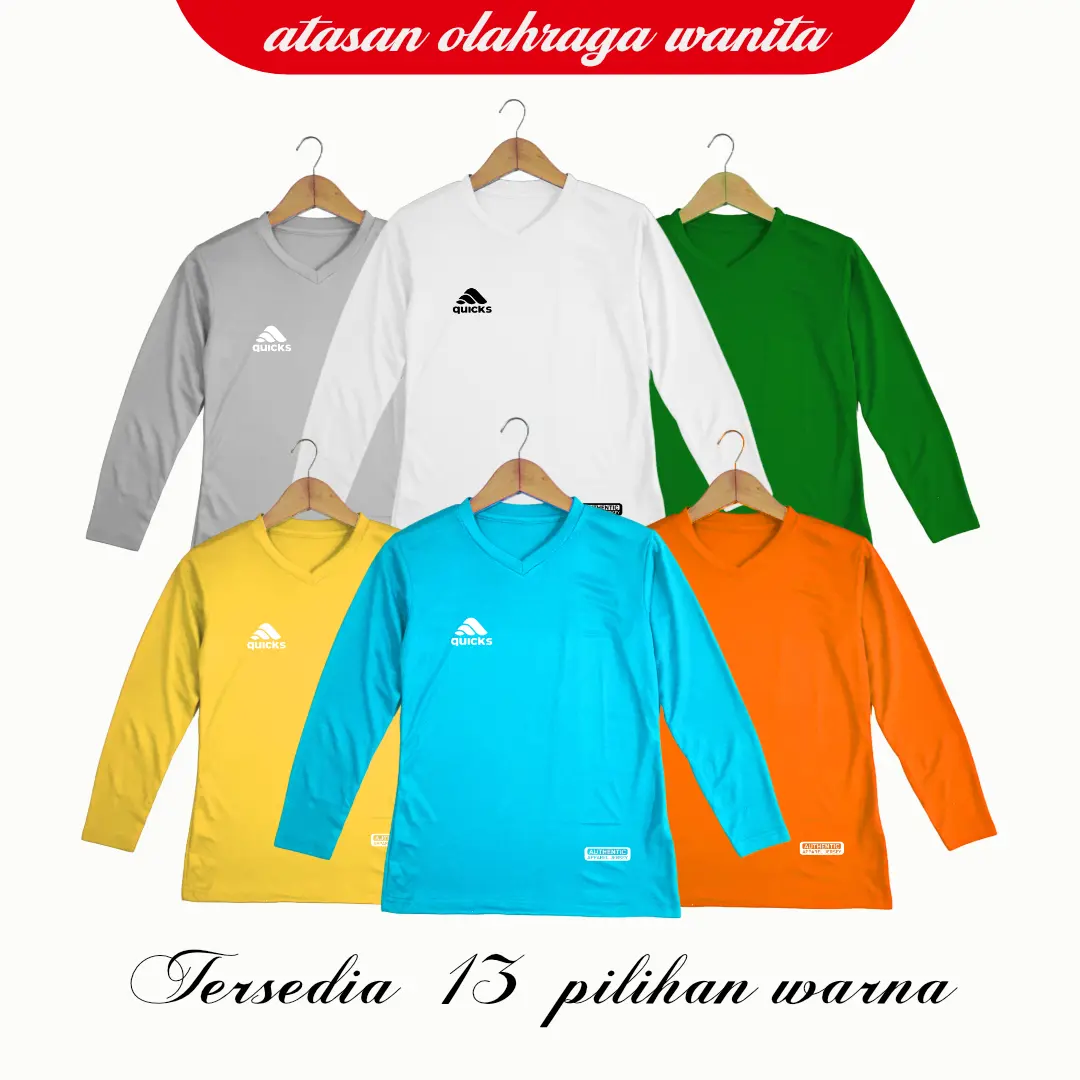Baju Olahraga Atasan Wanita Lengan Panjang Kaos Jersey Dry Fit Running Zumba Lari Yoga Senam Fitness Volly Futsal Sport dll..
