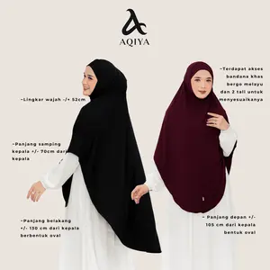 AQIYA BERGO MALAY ZASKIA Plus Soft Inner Tali Antem Kerudung Hijab Khimar Instan ukuran Jumbo Jersey Premium Muslim Panjang Pad  Nyaman Oval Lembut Syari