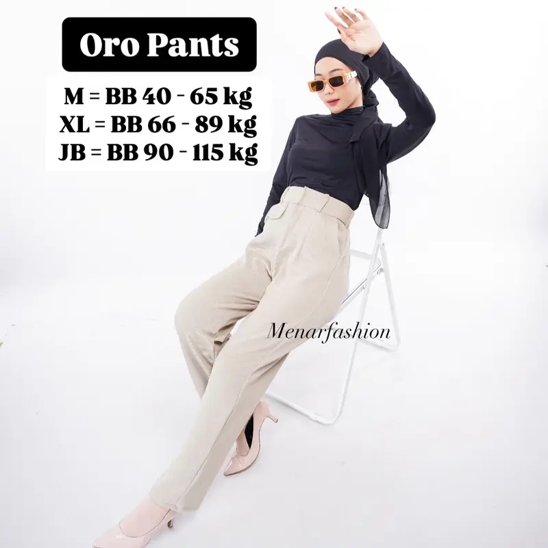 Menar Fashion - Oro Pants Knit Celana Panjang Korean Style / Celana Panjang  Melar  Highwaist Panjang Kulot Panjang Kerja Wanita Basic 1
