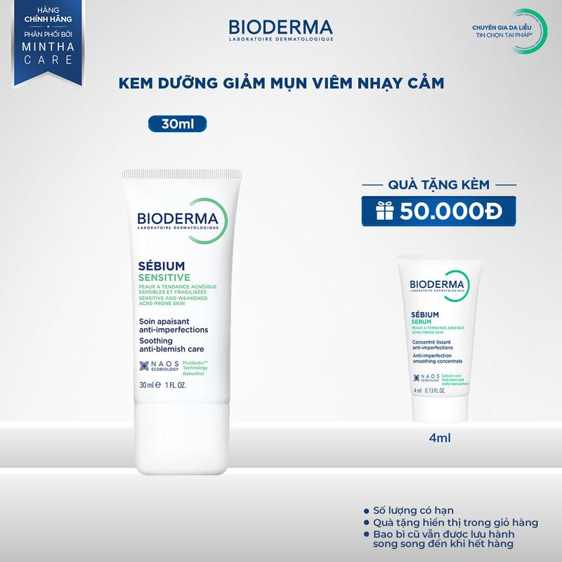 Bioderma Kem dưỡng cải thiện tình trạng mụn viêm nhạy cảm Sebium Sensitive 30ml…