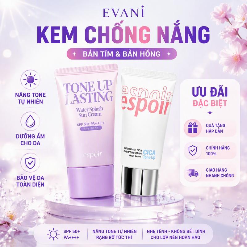 Kem Chống Nắng Espoir Water Splash Cica Tone Up Sun Cream SPF50+ PA+++
