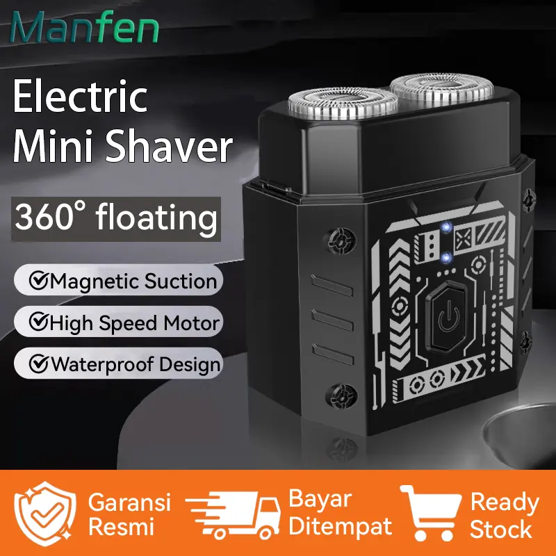 Manfen Portable Electric Shaver Dual Blades Mini Waterproof Trimmer USB-C Rechargeable Metal Body Elektrik Pria Wajah Kumis Cukur Jenggot Shaver Mesin Pencukur 1