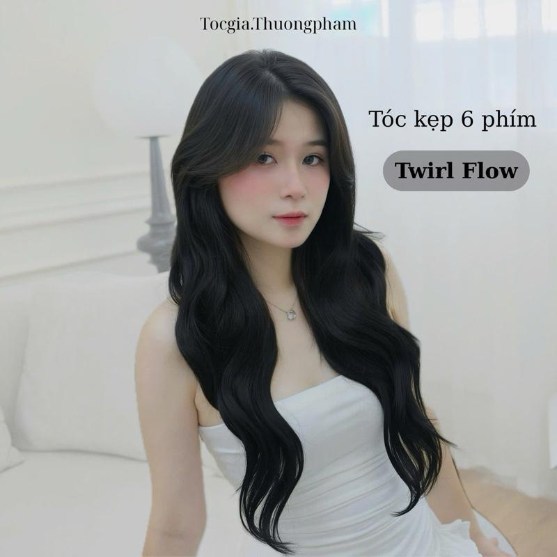 Set tóc kẹp 6 phím Xoăn Sóng Twirl Flow 40-45-50cm