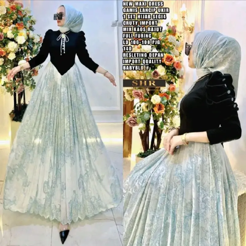 GAMIS SHR ORIGINAL SET HIJAB KAOS RAJUT MIX CERUTY IMPORT KODE: JA 2