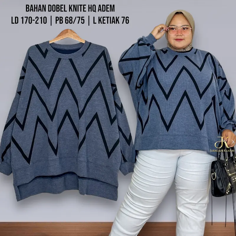 Atasan Knite Batwings Jumbo LD 170-210 Estimasi BB 85-140KG Hq Free Bros Muslim Wanita Knitwear Baju Oversize Panjang | By Juragan Klambi 2