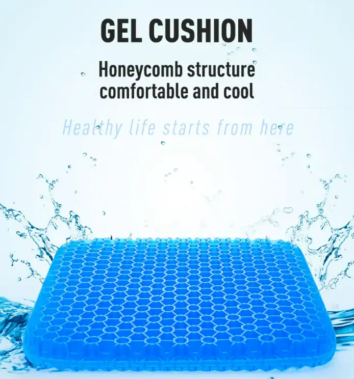 Gel Seat Cushion with Honeycomb Cover Support Egg Sitter Sit Cushions Pillow Breathable Elastic Cooling Cool