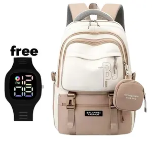 Tas Ransel Sekolah SD SMP SMA Bonus Jam Tangan Backpack Terbaru Canvas Unisex Bisa COD FREE WATCH