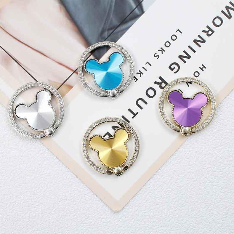 Product Introduction of 1pc Cute Mouse Diamond Cell Phone Ring Holder, Metal Kickstand Grip, Rotation Finger Grip For Phones, Phone Ring Holder Phone Stand Accessories Alloy Smartphone Mobile Portable Mount 22