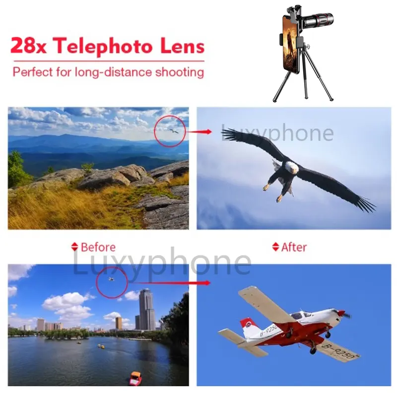 (In Stock)Luxyphone lensa apexel 28x zoom lensa kamera apexel 18x25 hp telezoom lensa tele zoom hp lensa hp lensa kamera pantai Ponsel Hitam 3