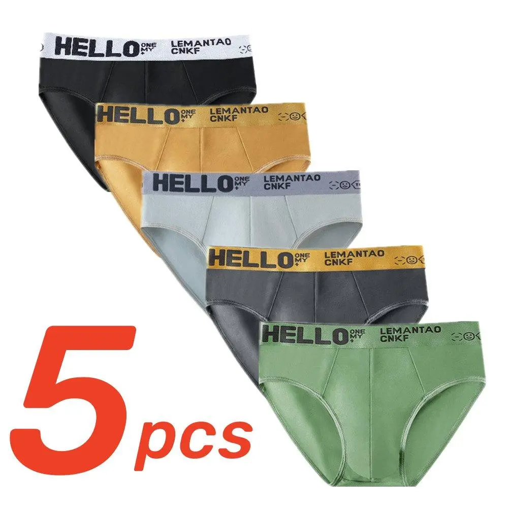 5pcs Brief for Men Underwear Sexy Ice Silk Size 3xl Panty Shorts