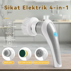Sikat Elektrik 4 in 1 Handheld Sikat Magic Brush Kamar Mandi Rotasi Cerdas 360° Derajat Kebisingan Rendah Tahan Air IPX7 Wastafel Dapur Cleaning Brush