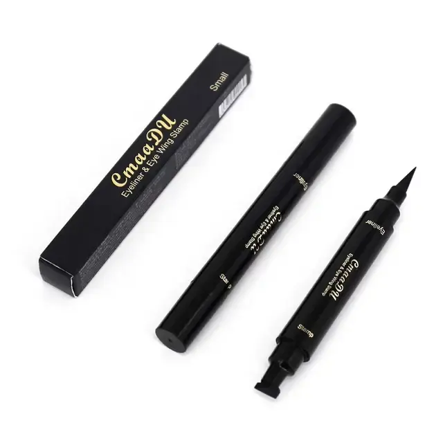 STAMP  2in1 CMADU eyeliner bentuk BIG smal dan ujung lancip dengan model atas bawah untuk menebalkan ALIS eyeliner waterproof Black 4