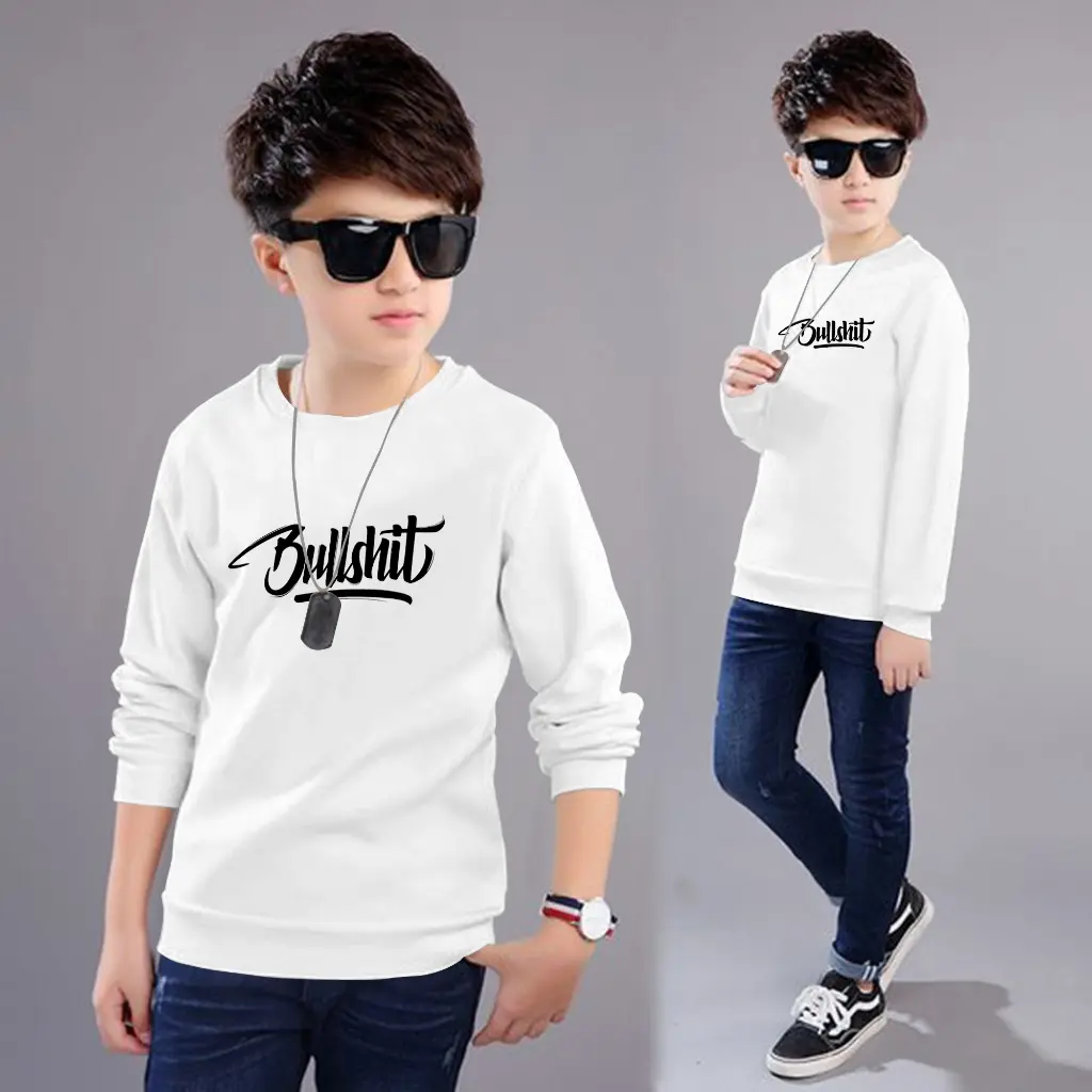 Kaos Anak Cowok lengan panjang Bullshit Usia 4-13 Tahun Bahan Babyterry Hoshi