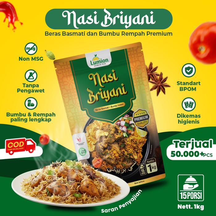 Gambar [Lumion Food] Nasi BRIYANI Lumion PORSI 15 Orang Beras Basmati 1kg dengan Rempah Bumbu Minyak Samin Terlengkap  Masakan dari Lumion Food Kota Administrasi Jakarta Pusat Tokopedia