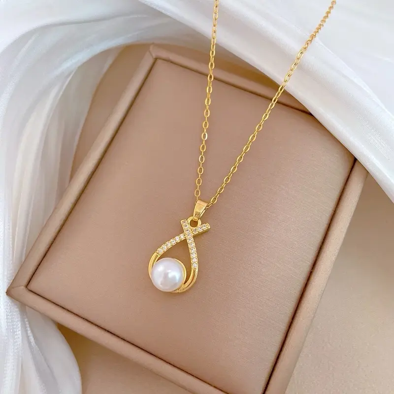 CCN Jewelry kalung Anting Sepaket Titanium Wanita Anti Karat Lapis Emas Berlian Perhiasan Anti Karat Anti Luntur Cantik Aneka Variasi C141 C142 1