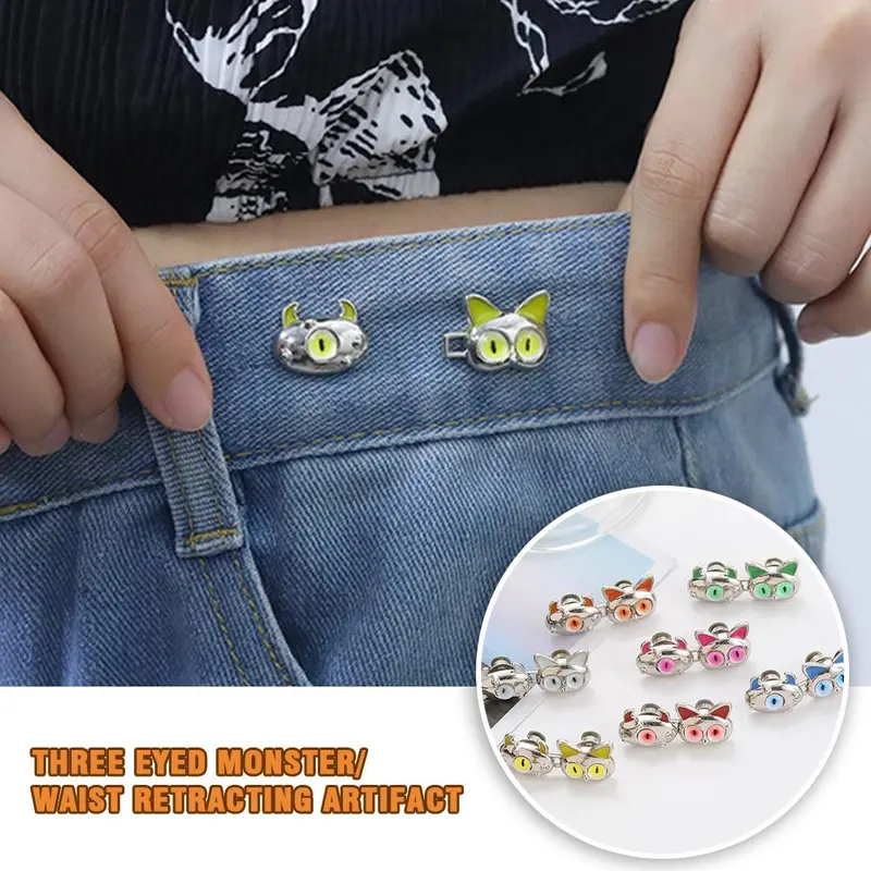 Nút Điều Chỉnh Eo Vô Hình, 1 Đôi, Nút Kim Loại, Khóa Quần Jean Có Thể Tháo Rời 0