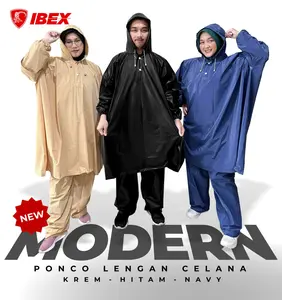 JAS HUJAN SETELAN PONCHO+CELANA JUMBO MEREK IBEX MODERN Biru Hijau