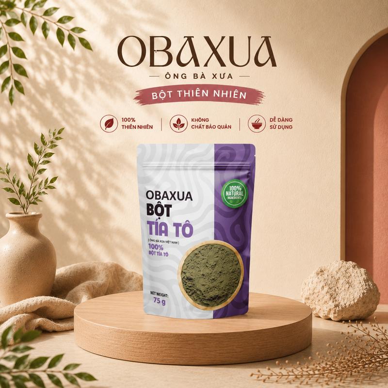 OBAXUA – Bột Lá Tía Tô Thiên Nhiên 75g | Ông Bà Xưa Dùng Theo Mẹo Dân Gian