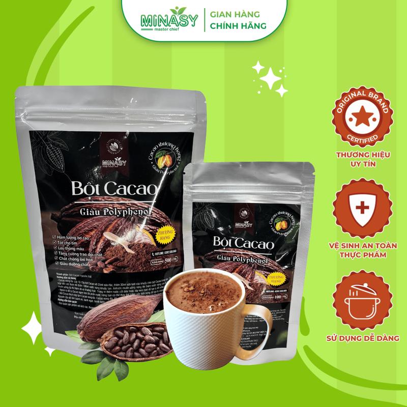  Bột Cacao Thượng Hạng Nguyên Chất 100% ngon chuẩn vị tự nhiên 20-22% bơ cacao MINASY 
