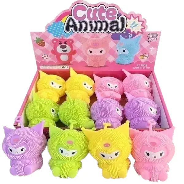 Mainan Anak Kuromi Yoyo Yo yo Ubur Ubur Karet Squishy Puffer Nyala Led Lampu Ball Toys Rubber Slime