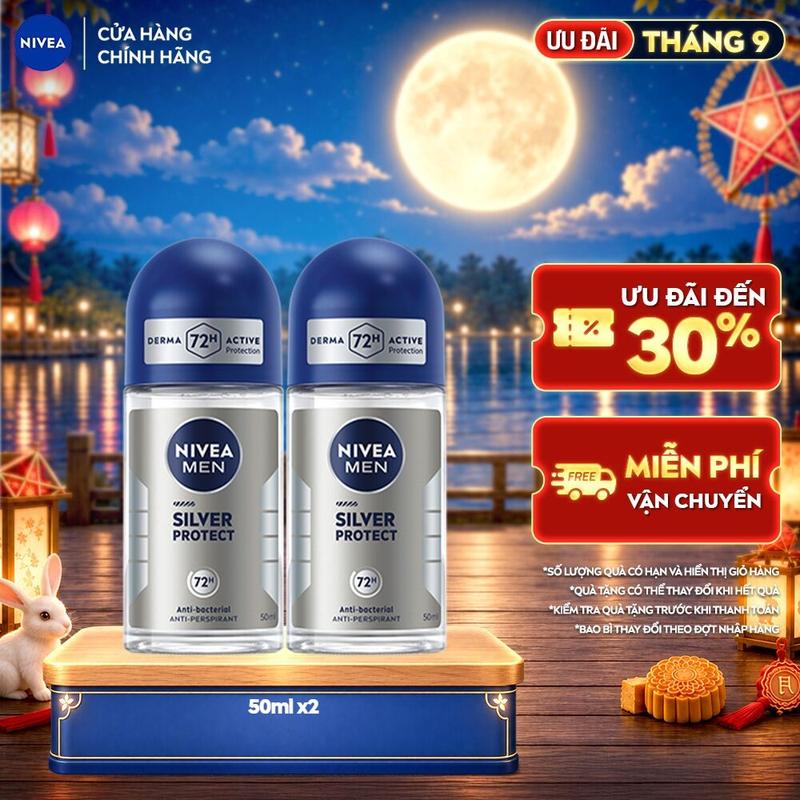 Bộ 2 Lăn Ngăn Mùi NIVEA MEN Silver Protect Phân Tử Bạc - 83778x2