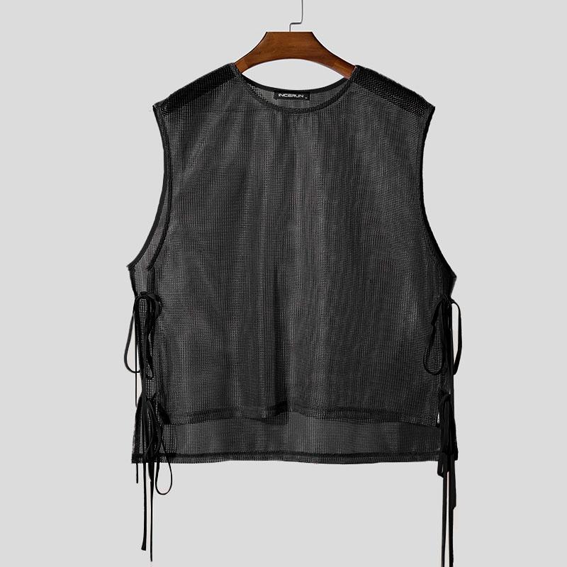 Áo Ba Lỗ Cho Nam, INCERUN, Không Tay, Thiết Kế khoét Mặc Ngày Lễ, Kiểu Sando Singlet, Áo Vest Dáng Rộng Vừa Vặn, Phong Cách Phương Tây 0