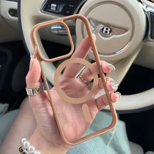 Luxury Magsafe Transparent Phone Case For iPhone 11 12 13 14 15 16 17 Pro Max Plus Air Mini Magnetic Clear Bumper Cases Cover - For iPhone 17 14:691