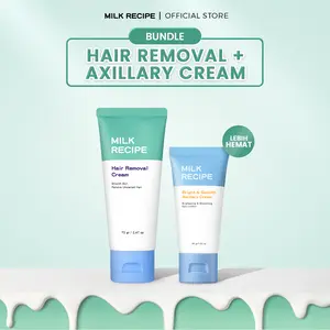 Milk Recipe 2in1 Bundle Hair Removal Cream + Bright & Smooth Axillary Cream - Paket Krim Perontok Bulu Ketiak & Pencerah Ketiak Glowing
